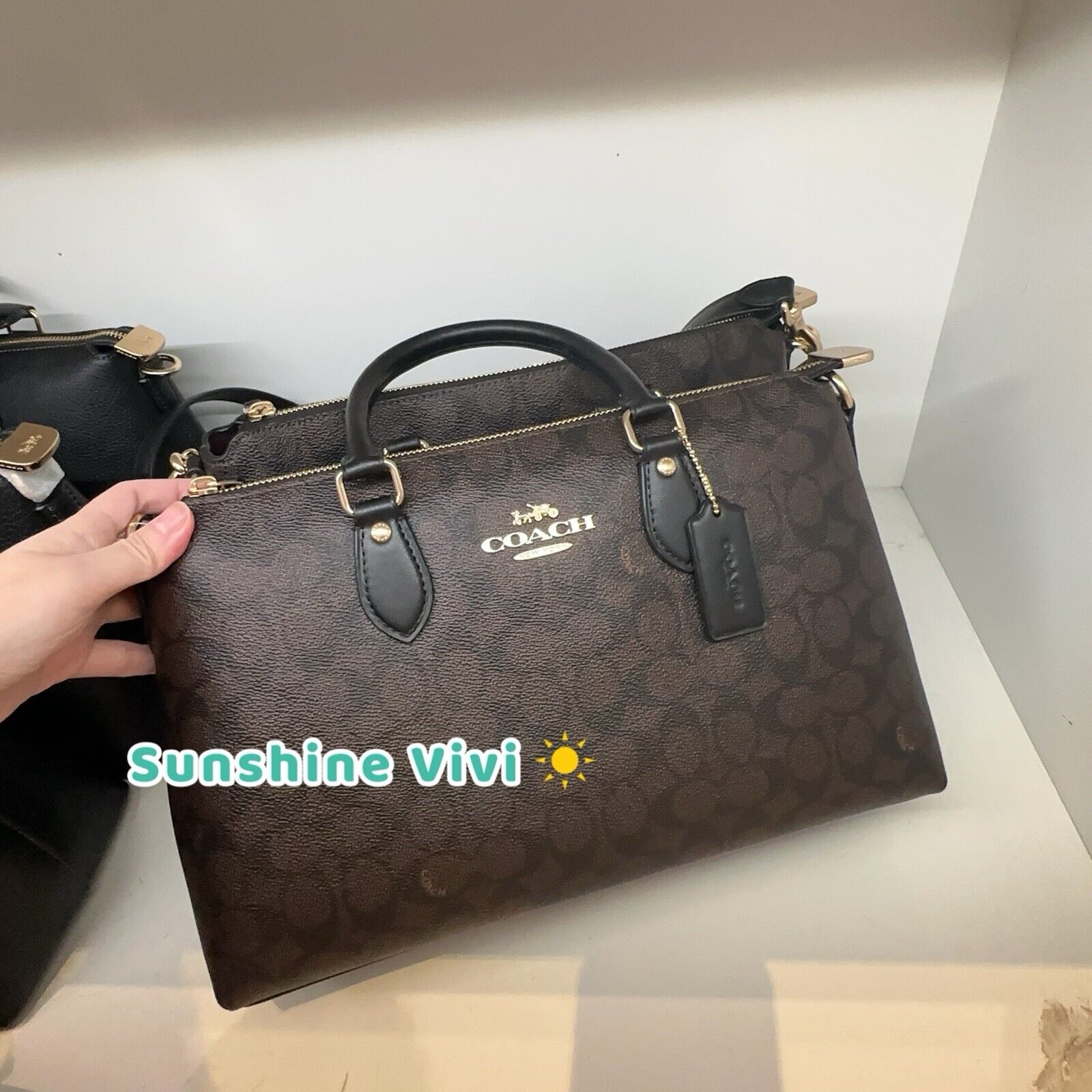 Nwt Coach Cw422 Georgia Satchel Bag In Signature Canvas Walnut/Black